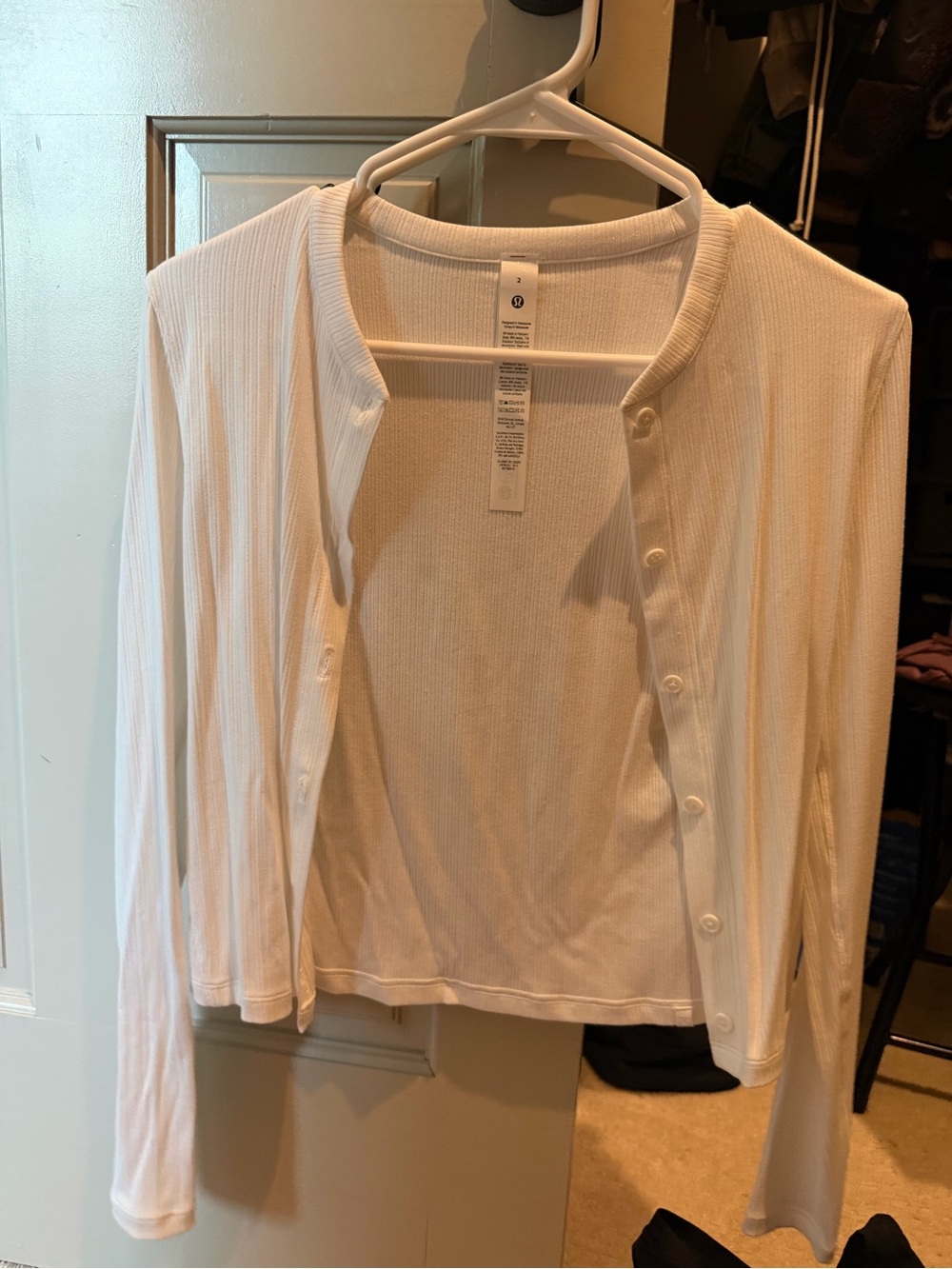 NWOT lululemon athletica White Ribbed Button-Front Cardigan